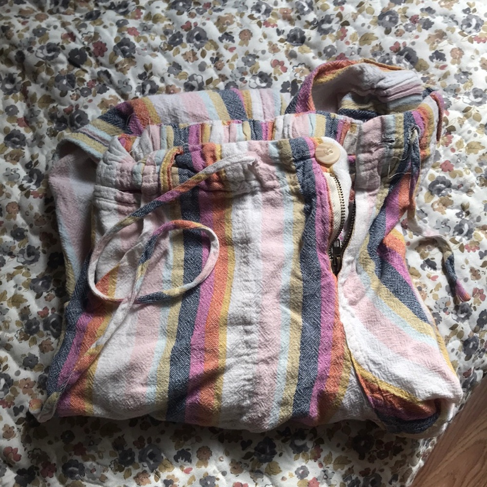 Multi colored flare pants .